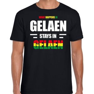 Geleen / Gelaen Carnaval verkleed outfit / t-shirt zwart voor heren - Limburg Carnaval verkleed outfit / kostuum - What happens in Gelaen stays in Gelaen