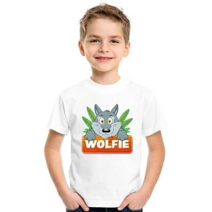 Wolfie de wolf t-shirt wit voor kinderen - unisex - wolven shirt - kinderkleding / kleding