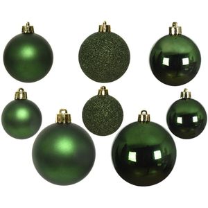 26x stuks kunststof kerstballen donkergroen 6, 8, 10 cm mix - Onbreekbare plastic kerstballen