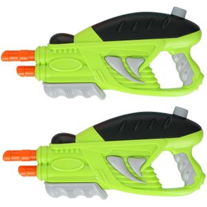 2x Waterpistolen/waterpistool groen van 42 cm kinderspeelgoed - waterspeelgoed van kunststof - 350 ml