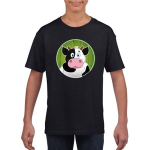 Kinder t-shirt zwart met vrolijke koe print - koeien shirt - kinderkleding / kleding
