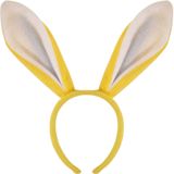 10x stuks konijnen/bunny oren geel met wit voor volwassenen 27 x 28 cm - Feest diadeem konijn/paashaas - Paas verkleedkleding