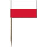 100x Cocktailprikkers Polen 8 cm vlaggetjes - Landen vlaggen feestartikelen en versieringen