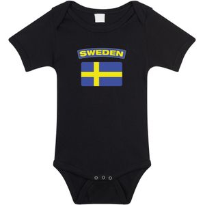 Sweden baby rompertje met vlag zwart jongens en meisjes - Kraamcadeau - Babykleding - Zweden landen romper
