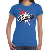 France/Frankrijk landen t-shirt spetter blauw voor dames - supporter/landen kleding Frankrijk