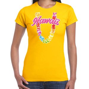 Hawaii slinger t-shirt geel voor dames - Zomer kleding
