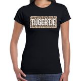 Tijgertje t-shirt met panterprint - zwart - dames - fout fun tekst shirt / outfit / kleding