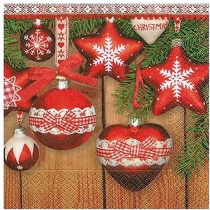 20x Kerst thema servetten 33 x 33 cm - Papieren wegwerp servetjes - Kerstmis versieringen/decoraties