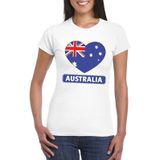 Australie t-shirt met Australische vlag in hart wit dames