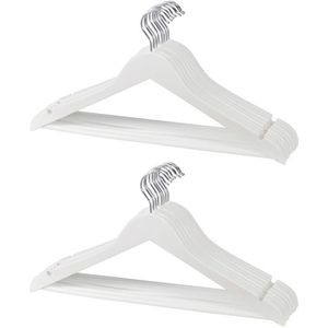 Set van 10x Witte houten kledinghanger 45 cm - Kleding ophangen kledinghanger set