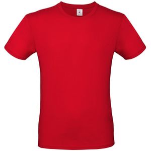 Set van 3x stuks rood basic t-shirt met ronde hals voor heren - katoen - 145 grams - rode shirts / kleding, maat: L (52)