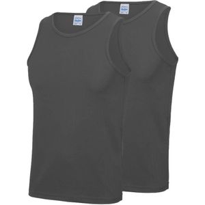 2-Pack Maat XL - Sport singlets/hemden grijs voor heren - Hardloopshirts/sportshirts - Sporten/hardlopen/fitness/bodybuilding - Sportkleding top grijs voor mannen