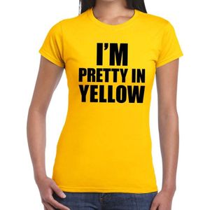 I'm pretty in yellow t-shirt geel dames