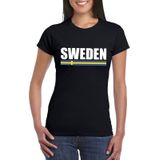Zwart Zweden supporter t-shirt voor dames - Zweedse vlag shirts