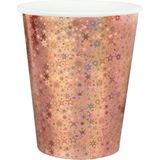 Santex feest wegwerp bekertjes - glitter - 20x stuks - 270 ml - rosegoud - karton