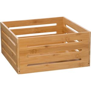 5Five Fruitkisten opslagbox - open structuur - lichtbruin - hout - L31 x B31 x H15 cm - Decoratie huis en tuin - Kisten/kistjes