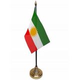 Koerdistan tafelvlaggetje 10 x 15 cm met standaard