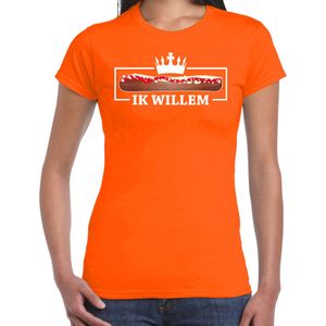 Bellatio Decorations Koningsdag verkleed shirt dames - frikandel, ik willem - oranje - feestkleding