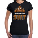 Funny emoticon t-shirt this is heavy shit zwart voor dames - Fun / cadeau shirt