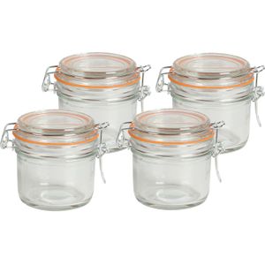 Urban Living Weckpot/inmaakpot - 4x - 200 ml - glas - met beugelsluiting - D8 x H8 cm