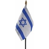 2x stuks Israel tafelvlaggetje 10 x 15 cm met standaard - Landen vlaggen feestartikelen/versiering