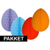 4 decoratie paaseieren in verschillende kleuren 20 cm