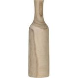 2x Houten vaas/vazen fles bruin 47 x 14 cm rond - Flesvormige decoratie vazen van paulownia hout 8 liter - woondecoratie/woonaccessoires