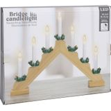 Christmas Decoration kaarsenbrug - 41 x 5 x 31 cm -hout - goud -7 leds