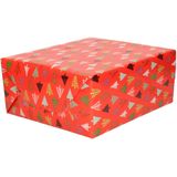 5x Rollen Kerst kadopapier print rood  2,5 x 0,7 meter op rol 70 grams - Luxe papier kwaliteit cadeaupapier/inpakpapier - Kerstmis