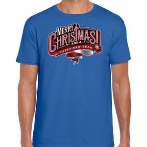 Merry Christmas Kerstshirt / Kerst t-shirt blauw voor heren - Kerstkleding / Christmas outfit
