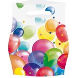 Feestzakjes met ballonnenopdruk plastic - 64x stuks - uitdeelzakjes - Feestartikelen verjaardag