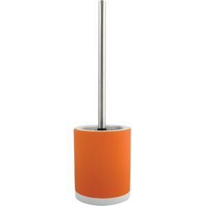 MSV Shine Toilet/wc-borstel houder - keramiek/metaal - oranje - 38 cm