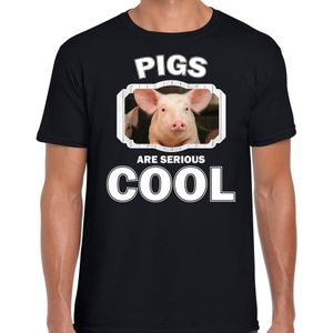 Dieren varkens t-shirt zwart heren - pigs are serious cool shirt - cadeau t-shirt varken/ varkens liefhebber