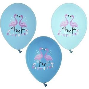 12x stuks Flamingo vogel thema print ballonnen 29 cm - Feestartikelen/versiering