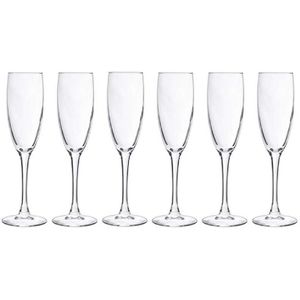 18x stuks Champagneglazen/flutes 190 ml/19 cl - Champagne glazen - Champagneglazen van glas