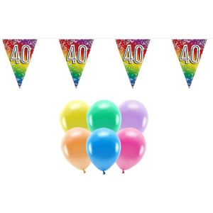 Boland Party 40e jaar verjaardag feestartikelen versiering - 100x ballonnen/2x leeftijd vlaggetjes