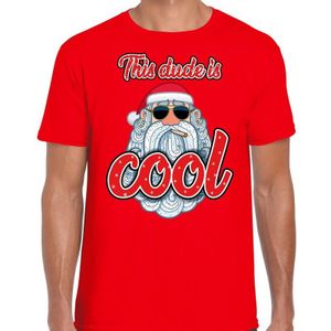 Fout Kerst shirt / t-shirt - Stoere kerstman - this dude is cool - rood voor heren - kerstkleding / kerst outfit