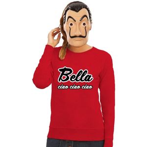 Rood Bella Ciao sweatshirt maat XL - met La Casa de Papel masker voor dames - kostuum