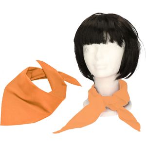 Myrtle Beach Verkleed bandana/sjaaltje - 2x - oranje - kleuren thema/teams - Carnaval/koningsdag accessoires