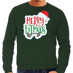 Merry fitmas Kerstsweater / Kerst trui groen voor heren - Kerstkleding / Christmas outfit