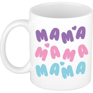 Bellatio Decorations Cadeau koffie/thee mok voor mama - wit - hartjes - Moederdag