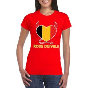 Rood Belgie duivels hart supporter shirt dames