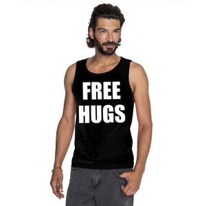 Free hugs tekst singlet shirt/ tanktop zwart heren