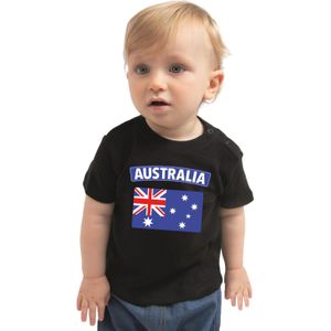 Australia baby shirt met vlag zwart jongens en meisjes - Kraamcadeau - Babykleding - Australie landen t-shirt