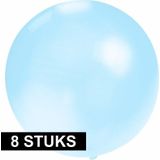 8x Grote ballonnen 60 cm baby blauw - Geschikt voor lucht of helium - Feest/Verjaardag/Geboorte artikelen