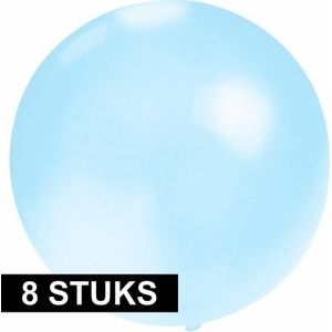 8x Grote ballonnen 60 cm baby blauw - Geschikt voor lucht of helium - Feest/Verjaardag/Geboorte artikelen