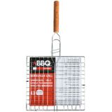 BBQ collection Barbecue rooster - 2x - klem grill - metaal/hout - L21 x B23 x H1 cm - vlees/vis/groente