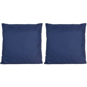 Set van 4x stuks bank/Sier kussens voor binnen en buiten in de kleur donkerblauw 45 x 45 cm - Tuin/huis kussens