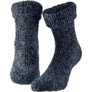 Apollo huissokken/slofsokken - Anti-slip - schapenwol - volwassenen - donkerblauw - warme wintersokken
