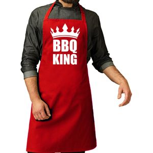 BBQ King barbeque schort/keukenschort bordeaux rood voor heren - bbq schorten